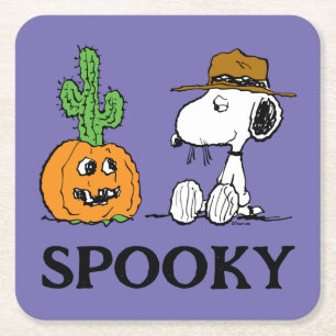 Peanuts Spike's Desert Halloween Vierkante Kartonnen Onderzetter