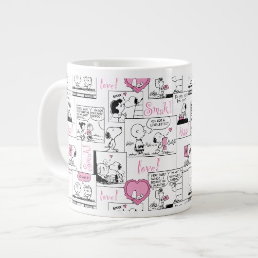 Peanuts | Valentijn Hart Liefde Patroon Extra Grote Beker (Voorkant links)