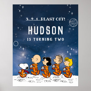 Peanuts Verjaardag in de ruimte Poster