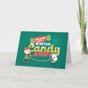 Peanuts Wandelen in een Winter Candy Land! Feestdagen Kaart