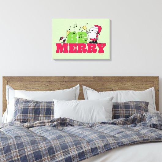 Peanuts | Wees vrolijk met Kerstmis Canvas Afdruk (Insitu (Slaapkamer))