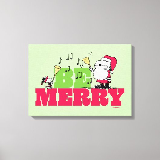 Peanuts | Wees vrolijk met Kerstmis Canvas Afdruk (Voorkant)