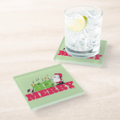 Peanuts | Wees vrolijk met Kerstmis Glazen Onderzetter (Schuin)