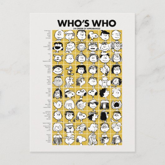 Peanuts | Wie is wie karakters Briefkaart (Voorkant)