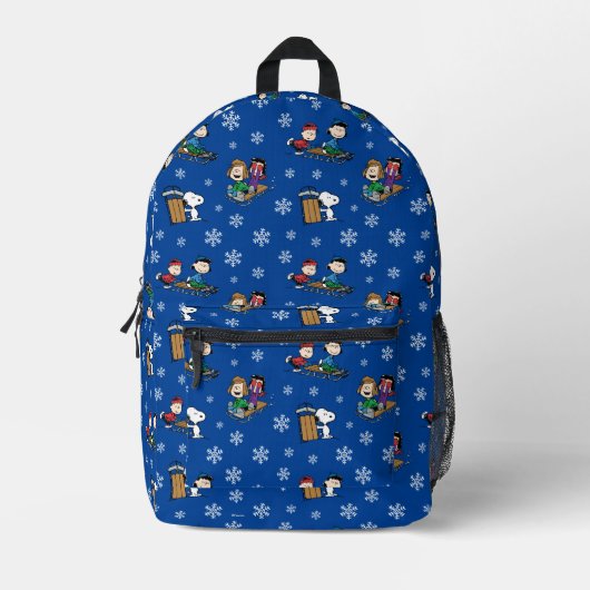 Peanuts | Winter Sleding Fun Patroon Bedrukte Rugzak (Voorkant)
