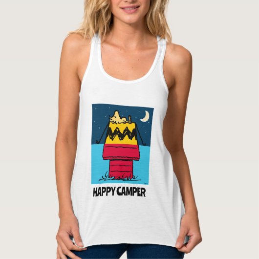 Peanuts | Woodstock Camping Half & Half Tanktop (Voorkant)