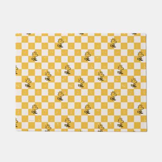 Peanuts | Woodstock Geruite vlag Deurmat (Voorkant)