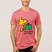 Peanuts | Woodstock Kerstcadeau Tri-Blend Shirt (Voorkant)