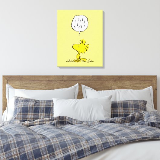 Peanuts | Woodstock-luidsprekers Canvas Afdruk (Insitu (Slaapkamer))