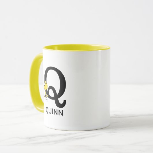 Peanuts | Woodstock Naam & Monogram Q Mok (Voorkant links)