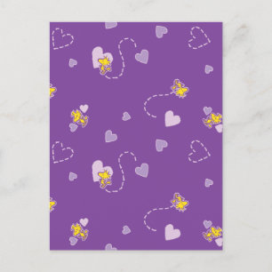 Peanuts   Woodstock Paarse hartpatroon Briefkaart
