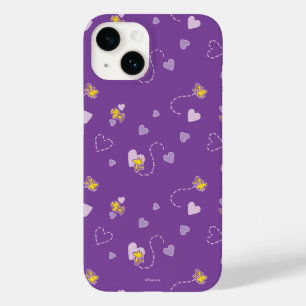 Peanuts   Woodstock Paarse hartpatroon Case-Mate iPhone 14 Hoesje