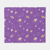 Peanuts | Woodstock Paarse hartpatroon Fleece Deken (Voorkant (Horizontaal))