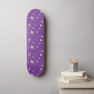 Peanuts Woodstock Paarse hartpatroon Skateboard