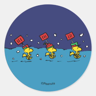 Peanuts Woodstock Sneeuwschep Team Ronde Sticker