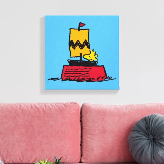 Peanuts | Woodstock Snoopy Dish Zeilboot Canvas Afdruk (Insitu (Woonkamer))