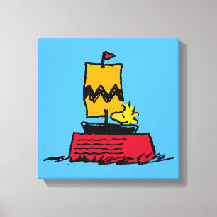 Peanuts Woodstock Snoopy Dish Zeilboot Canvas Afdruk