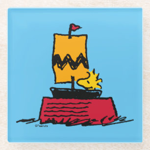Peanuts Woodstock Snoopy Dish Zeilboot Glazen Onderzetter