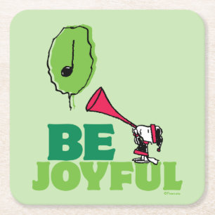 Peanuts Woodstock Wees vrolijk Vierkante Kartonnen Onderzetter
