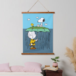 Peanuts   Zonnige dag regenachtige dag half & half Hangend Wandkleed