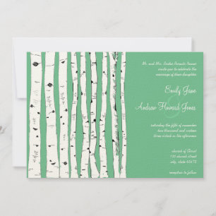 PeaPod Green Birch Tree Mariage Invitations
