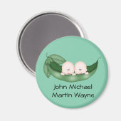 Peapod Twins Baby shower Favors Magneet (Voorkant / Achterkant)