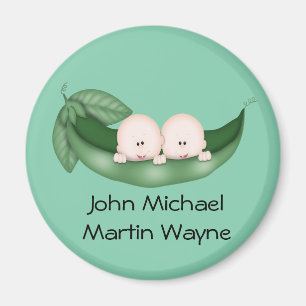 Peapod Twins Baby shower Favors Magneet