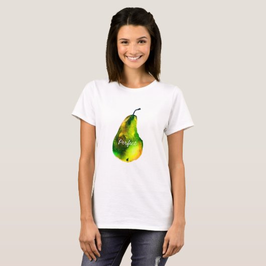Pear art schattige waterverf t-shirt (Voorkant volledig)