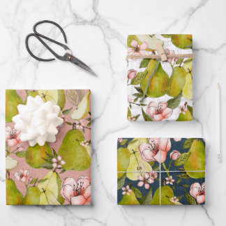 Pear Blossom Gift Wrap - set of 3 Inpakpapier Vel