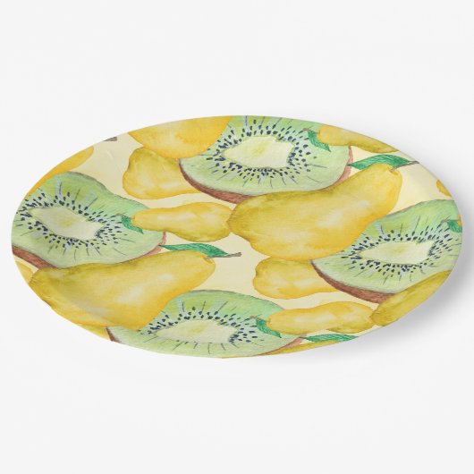 Pear en Kiwi Papieren Bordje (Gekanteld)