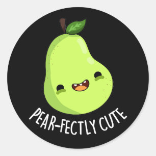 Pear-fectly Schattige Fruit Pear Pun Dark BG Ronde Sticker