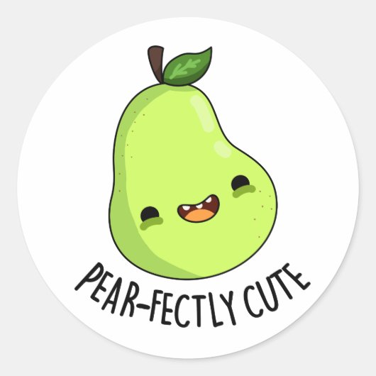 Pear-fectly Schattige Fruit Pear Pun Ronde Sticker (Voorkant)