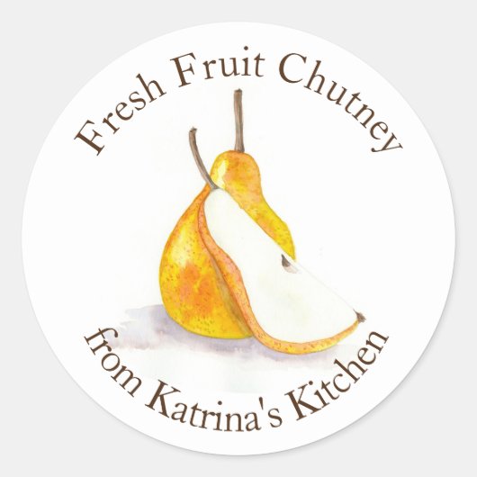 Pear Fresh Fruit Chutney Homemade Kitchen Gifts Ronde Sticker (Voorkant)