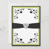 Pear Green en Black Monogrammed Invitation Kaart (Voorkant)