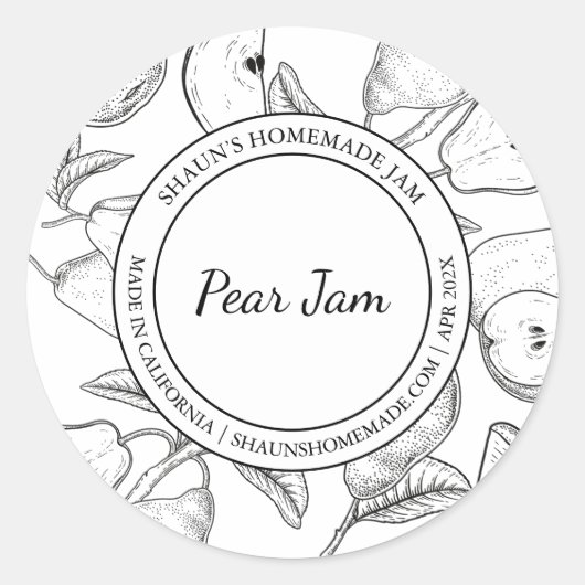 Pear Jam Sketch étiquette moderne (Devant)