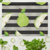 Pear Modern Black & White Stripes Theedoek (Gevouwen)