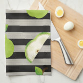 Pear Modern Black & White Stripes Theedoek (Quarter Fold)