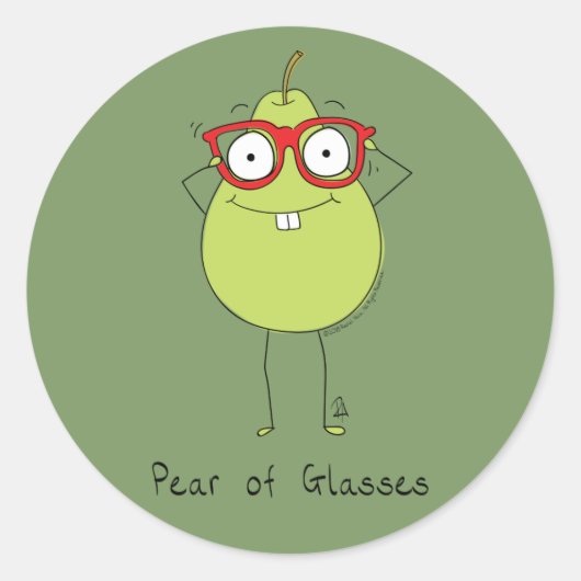 Pear of Glasses mignonne & amusant Sticker (Devant)