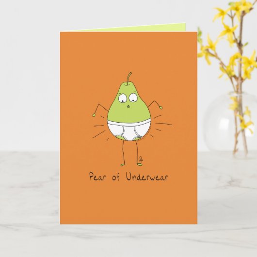 Pear of Underwear - Funny Pear Pun Kaart (Gele Bloem)