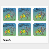 Pear Pals Funny Cartoon Sauce Pie en meer Vierkante Sticker (Vel)