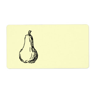 Pear Sketch. De illustratie van de lijn in Zwart. Etiket