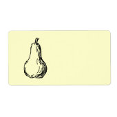 Pear Sketch. Lijnillustratie in zwart. Etiket (Voorkant)