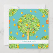 Pear Tree blauwgroen Square Verloving Uitnodiging (Achterkant)