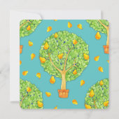 Pear Tree blauwgroen Vierkant Bruids Douche Uitnod Kaart (Achterkant)