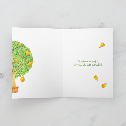 Pear Tree Feliz Cumpleaños Carte espagnole d'anniv (Intérieur)