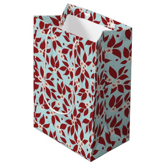 Pear Tree Holiday - Cranberry Red Medium Cadeauzakje (Voorkant Gekanteld)