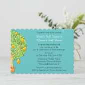 Pear Tree turquoise Scalloped 5x7" Faire-part de m (Debout devant)