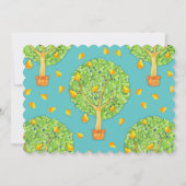 Pear Tree turquoise Scalloped 5x7" Faire-part de m (Dos)