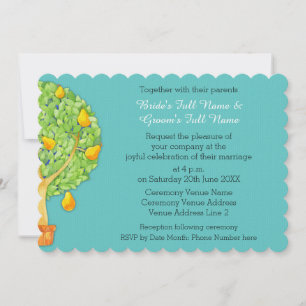 Pear Tree turquoise Scalloped 5x7" Faire-part de m