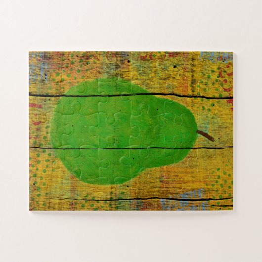 Pear verte Jigsaw Puzzle Bois jaune Fruit rustique (Horizontal)